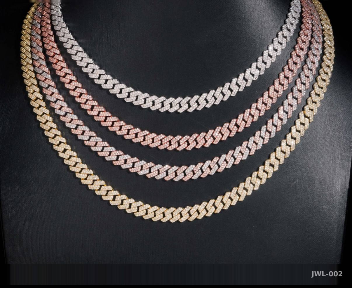 Iced Out Cuban Link · 8mm · 2 Rows · 925 Silver · VVS Moissanite