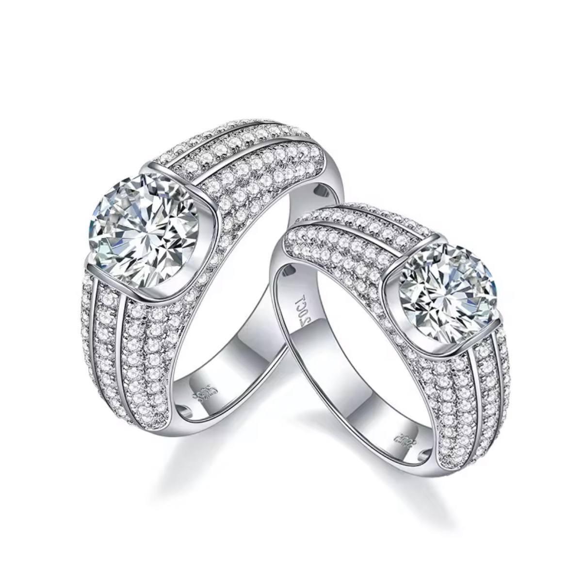 Iced Out Classic Ring · Gold Finish · 925 Silver · VVS Moissanite