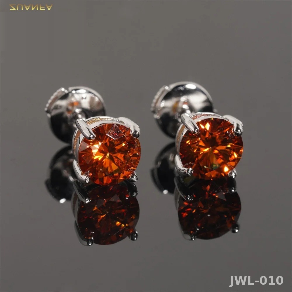Iced Out Round Earrings · 5mm 6.5mm · 4 Prong · 925 Silver · Moissanite