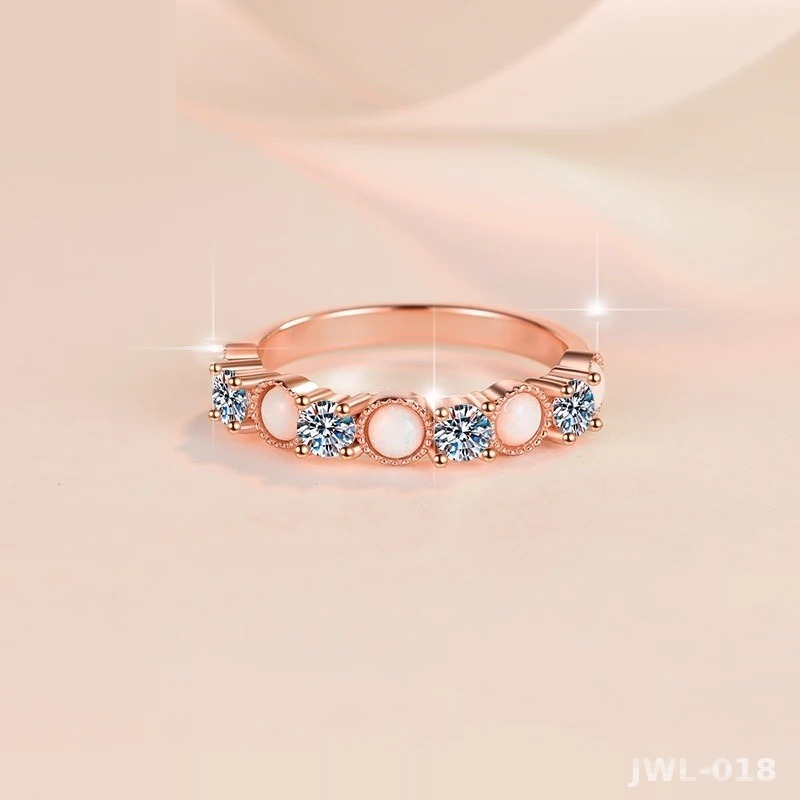 Iced Out Stackable Ring · Opal & Moissanite · 925 Silver · VVS Moissanite
