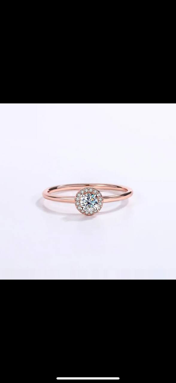 Iced Out Minimalist Ring · 0.3ct · Rose Gold · 925 Silver · Moissanite