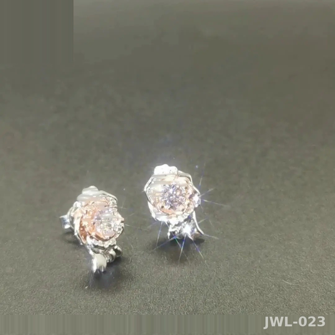 Iced Out Rose Flower Earrings · Rose Gold · 925 Silver · Moissanite