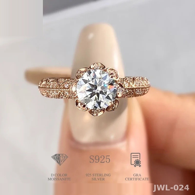 Iced Out Milky Way Ring · Rose Gold · 925 Silver · Moissanite