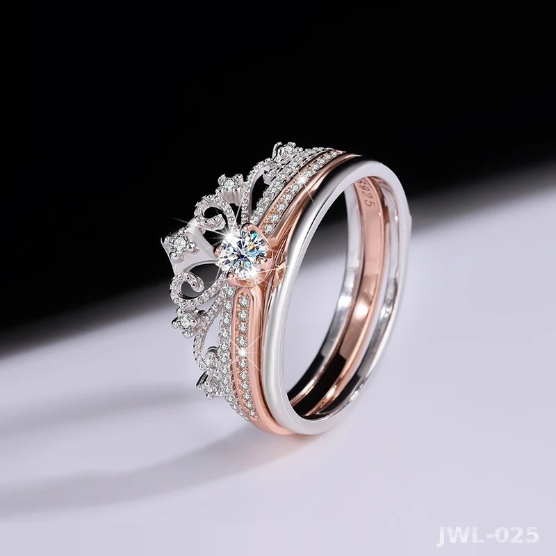 Iced Out Crown Ring · Detachable · Rose Gold · 925 Silver · Moissanite