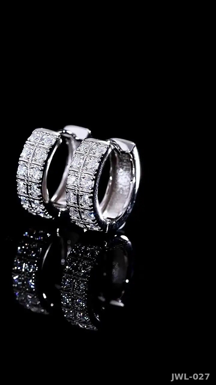 Iced Out Hip-Hop Earrings · European Style · 925 Silver · Moissanite