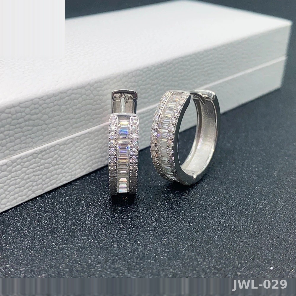 Iced Out Geometric Hoop Earrings · Rose Gold · 925 Silver · Moissanite