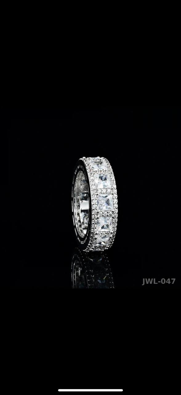 Iced Out Eternity Ring · Asscher Cut · 925 Silver · VVS Moissanite