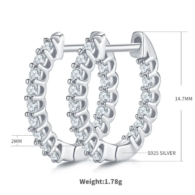 S925 Rhodium Stud Earrings · 11ct · 925 Silver · VVS Moissanite