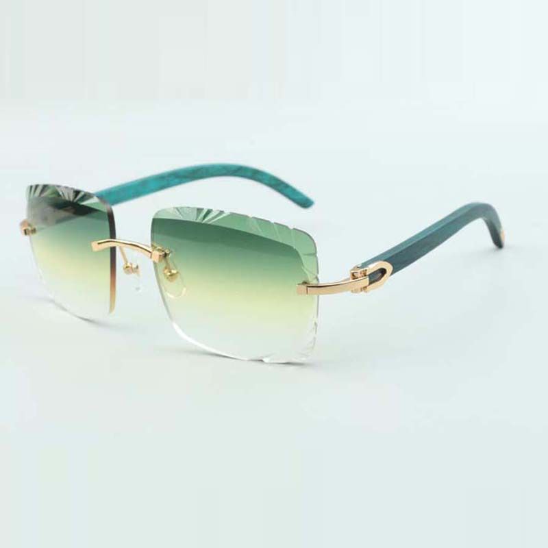 Wooden sunglasses 3524020 with teal wood legs and 58mm cuts lens