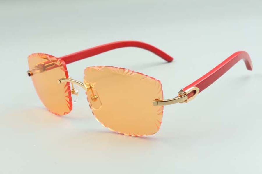 2021 designers sunglasses 3524023 cuts lens natural red wooden temples glasses,