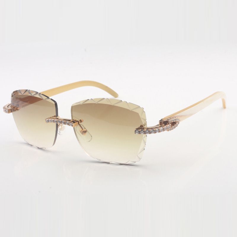 designers XL diamonds sunglasses 3524022 cutting lens natural black buffalo