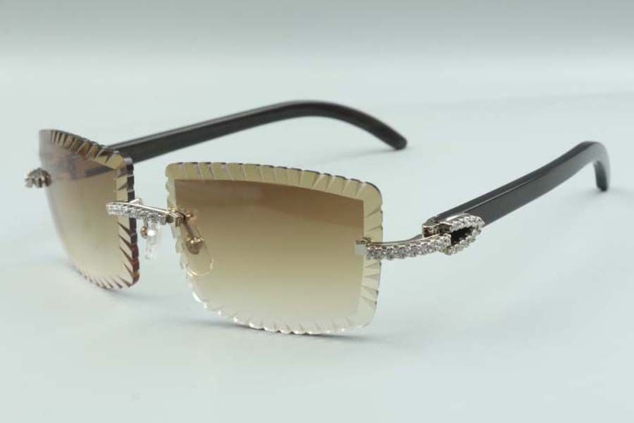 Micro-paved diamond buffs sunglasses 3524012 with natural white buffalo horn