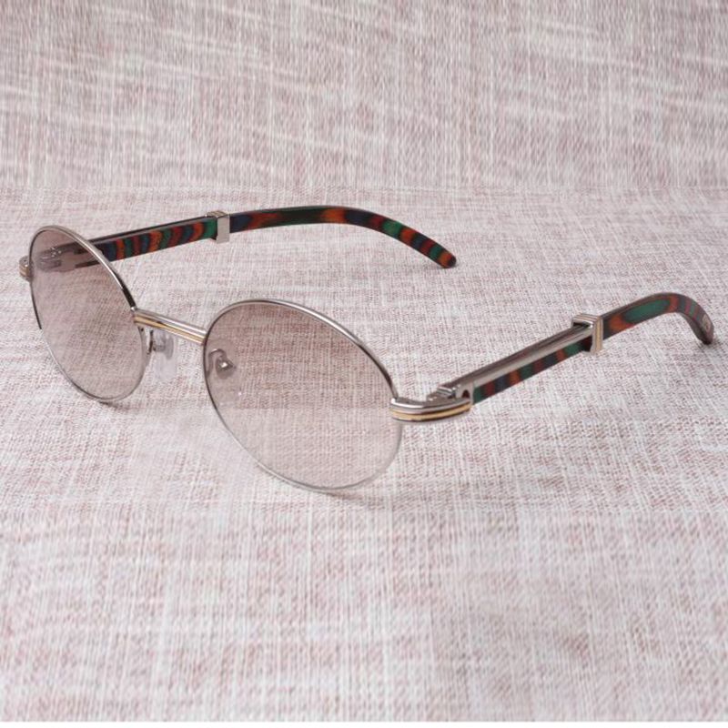 Plain glasses frame 3524012 with tiger wooden legs and 56mm lenses for unisex