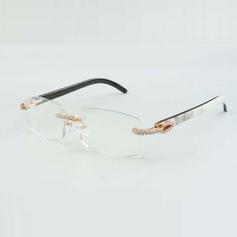 rimless sunglasses 3524012 with blue wooden sticks and 56 mm lenses for unisex