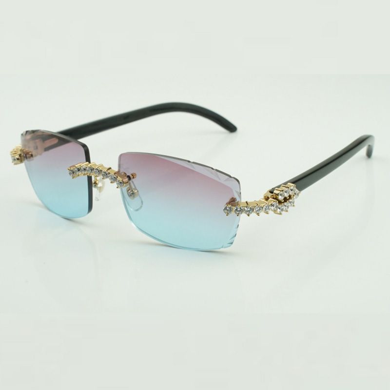 Plain sunglasses 3524012 with orange wooden sticks and 56mm lenses for unisex