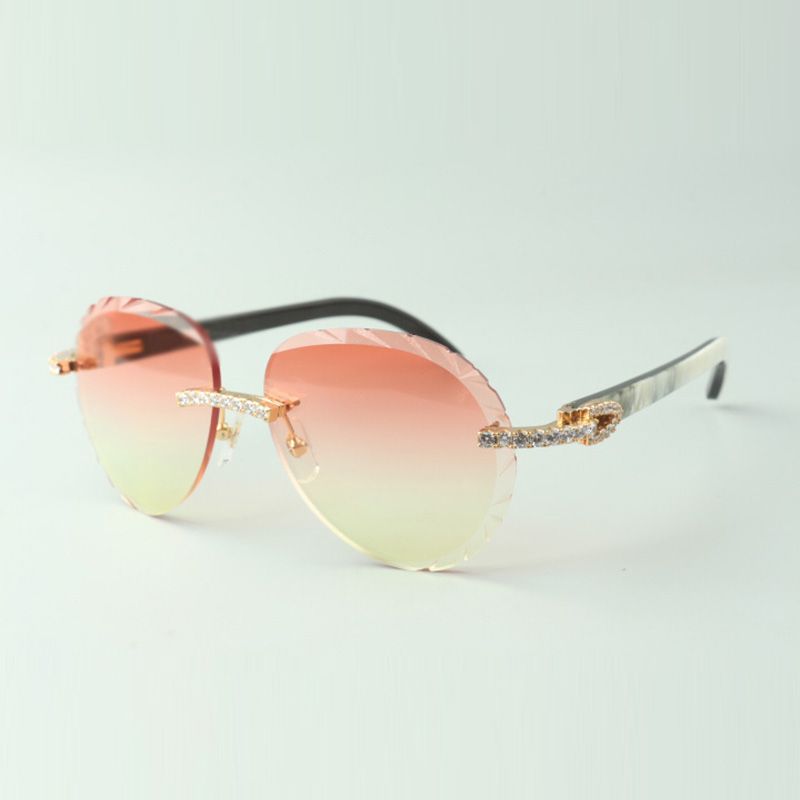 same sunglasses full diamond glasses T3524012 luxury borderless natural black