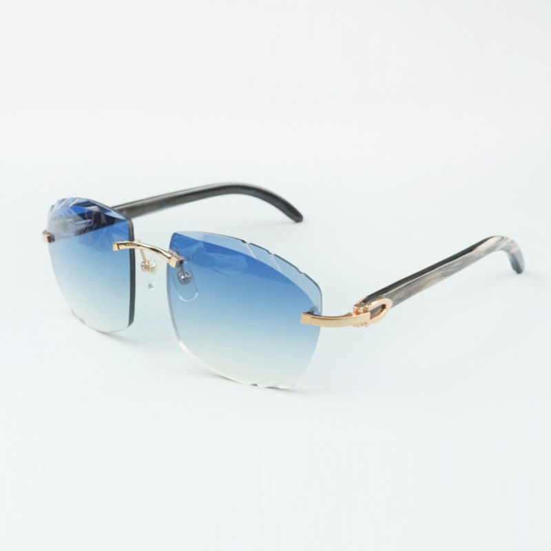 fashion T3524016-7 cutting lenses diamonds sunglasses, natural black buffalo