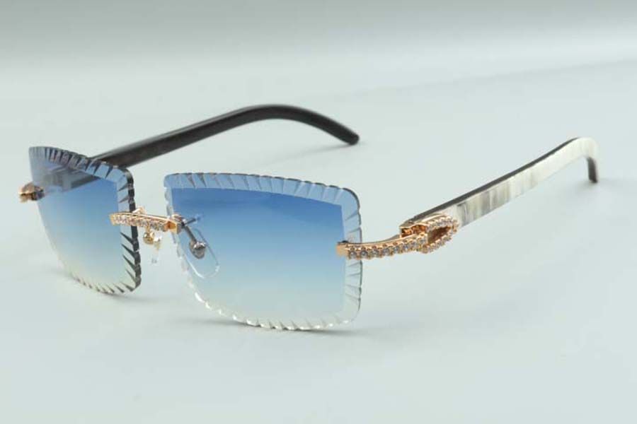 Direct sales XL diamond sunglasses 3524025 with peacock wooden temples designer