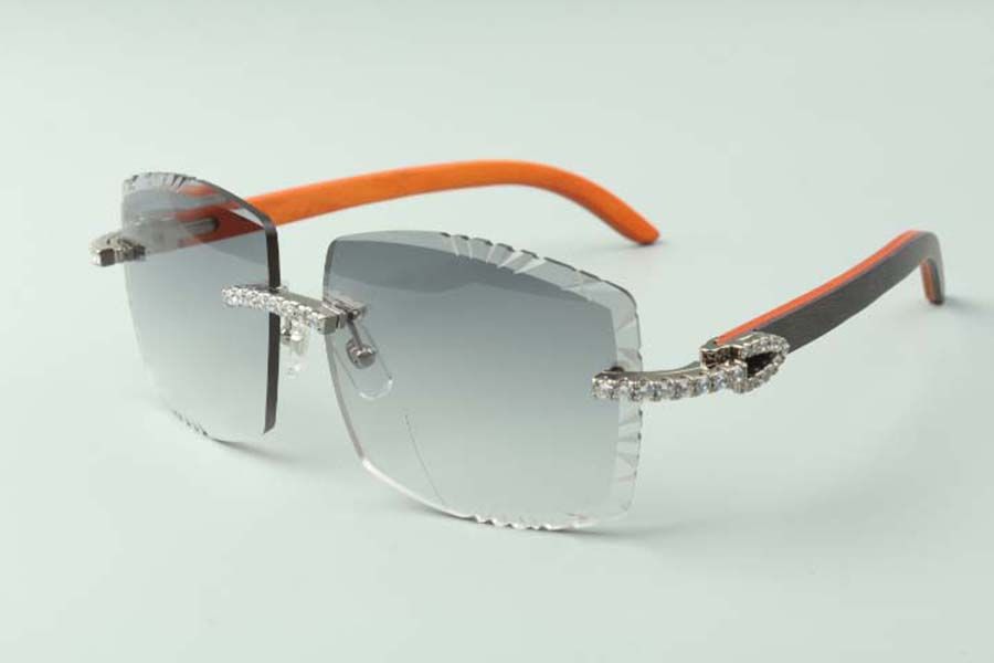New XL Diamond Design Cut Clear Lens Glasses Frame 3524029 Natural Color Wood