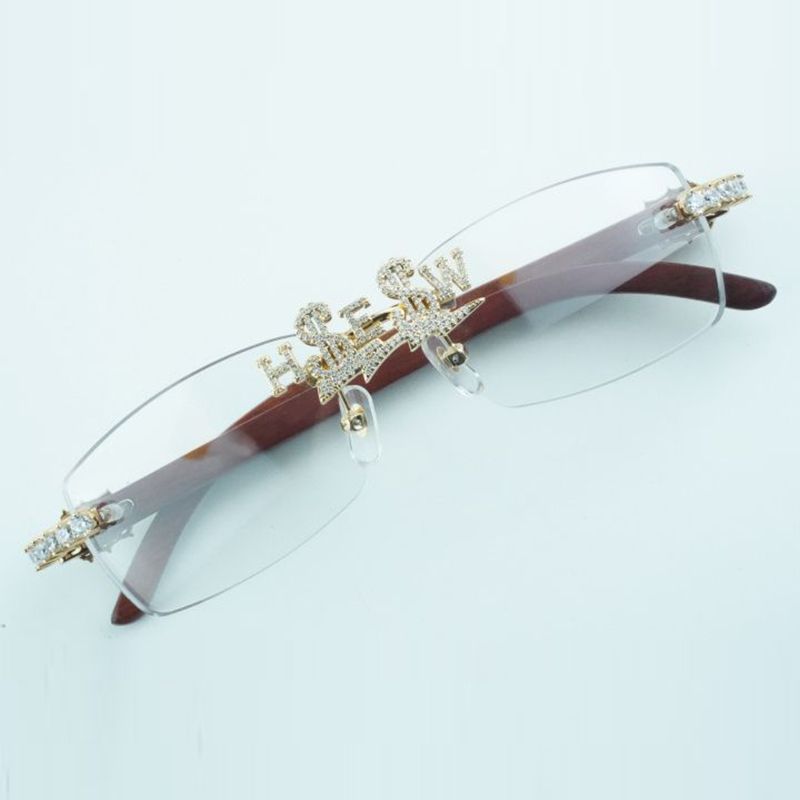Customized diamond nose bridge optical glasses 3524012 with natural original