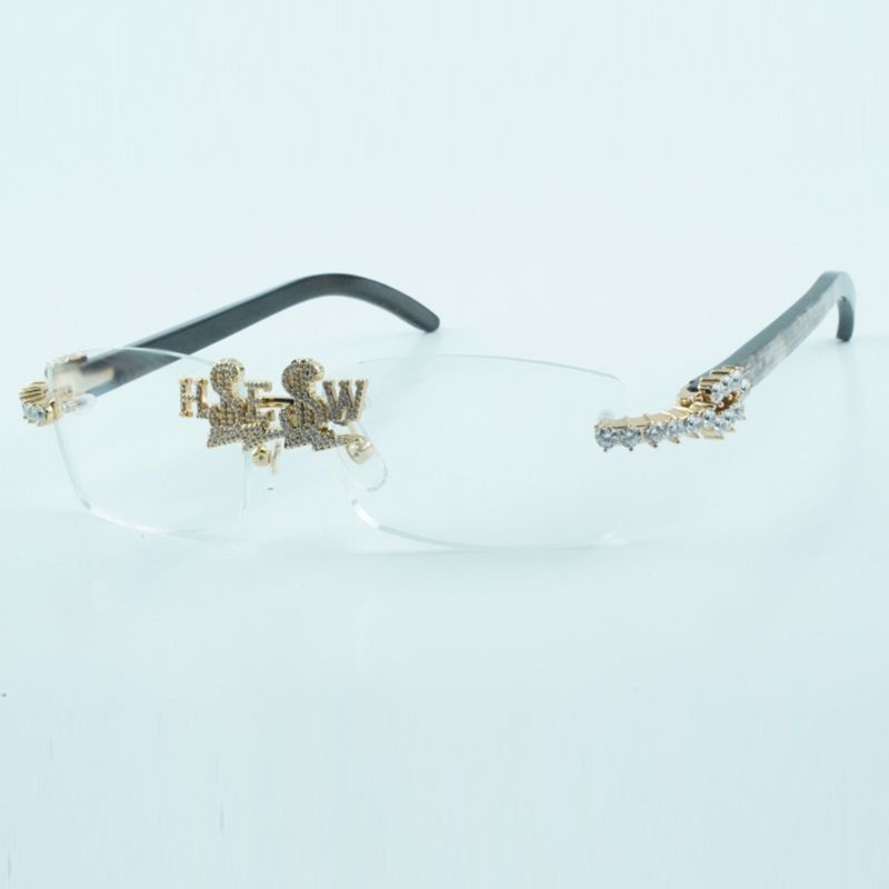 Customized diamond nose bridge optical glasses 3524012 with natural black