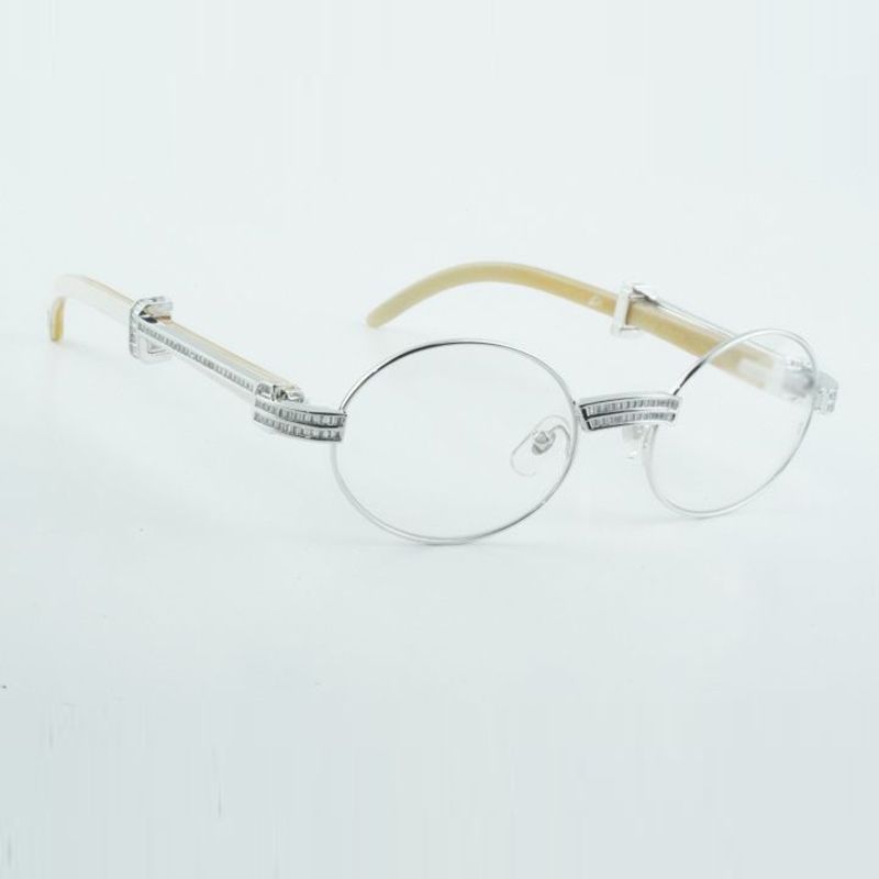Designer Round full frame transparent lens with square diamond 7550178 white