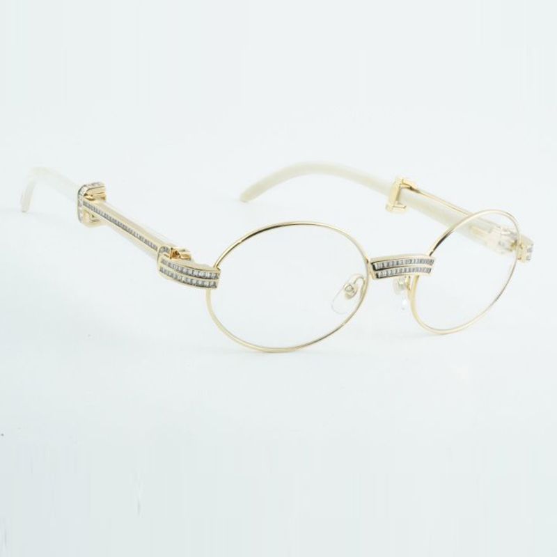 Designer Round full frame transparent lens with square diamond 7550178 white