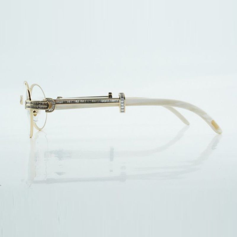 Designer Round full frame transparent lens with square diamond 7550178 white
