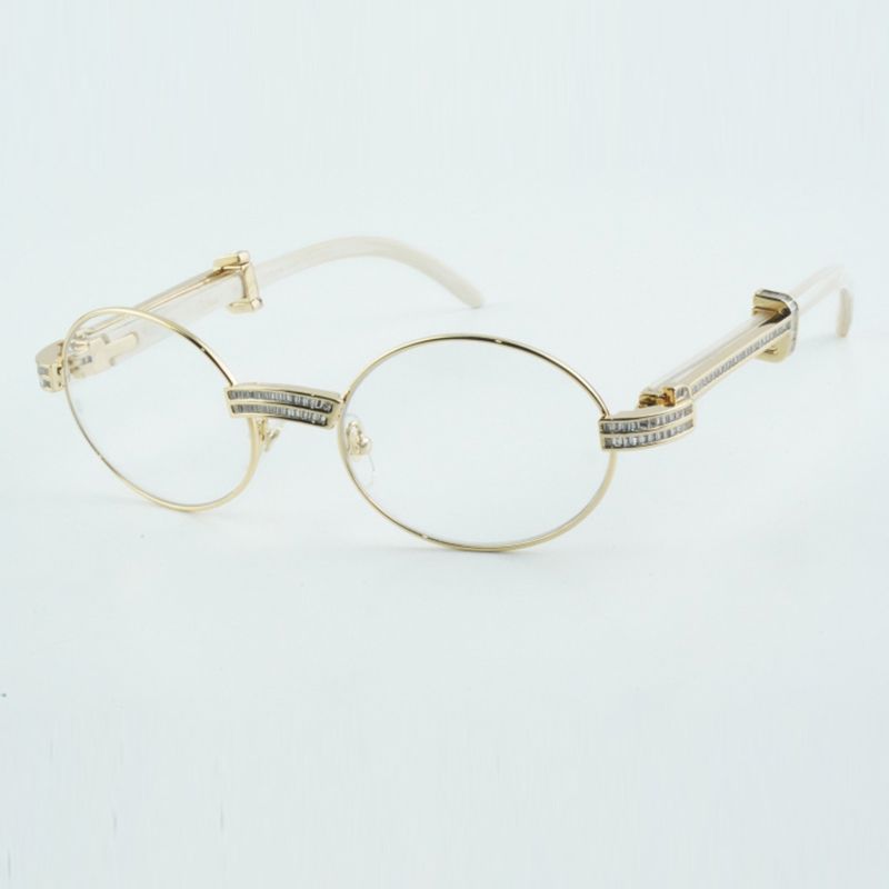 Designer Round full frame transparent lens with square diamond 7550178 white