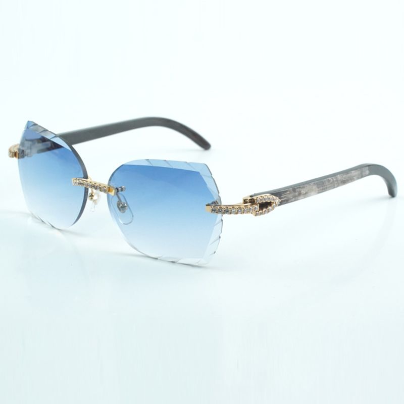 Micro cut sunglasses 8300817 natural black textured buffalo leg and fashionable
