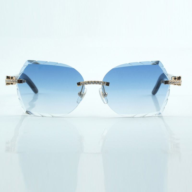 Micro cut sunglasses 8300817 natural black textured buffalo leg and fashionable