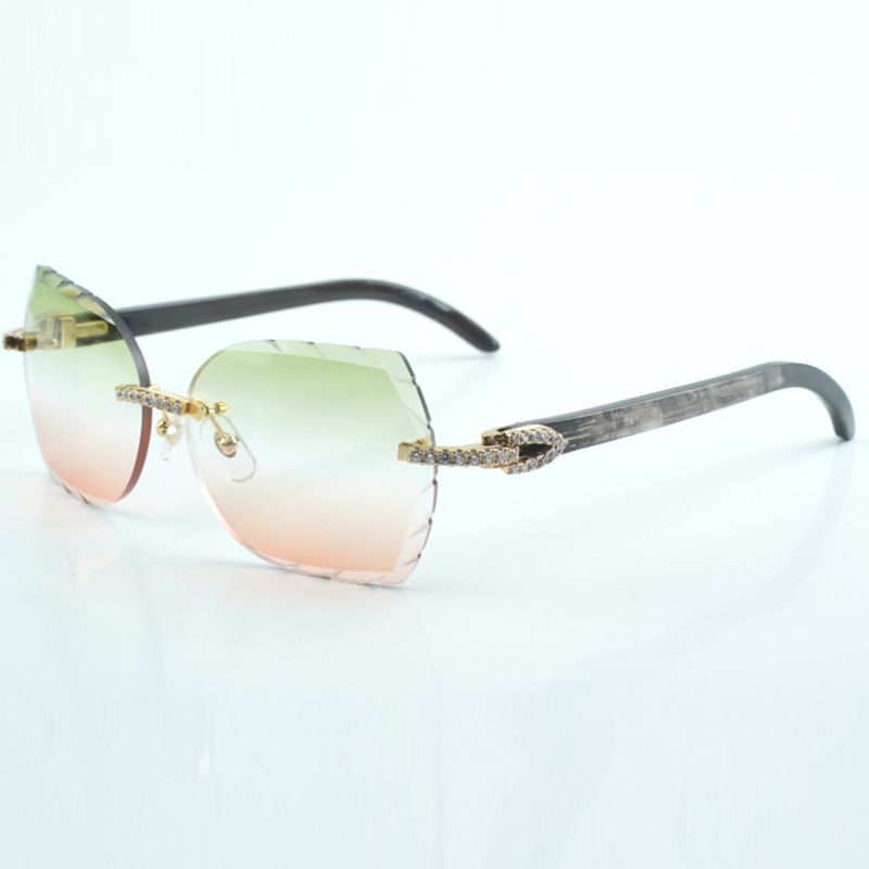 Micro cut sunglasses 8300817 natural black textured buffalo leg and fashionable