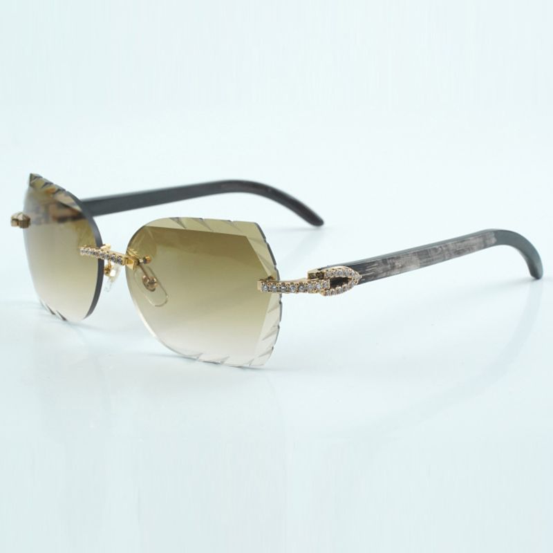 Micro cut sunglasses 8300817 natural black textured buffalo leg and fashionable