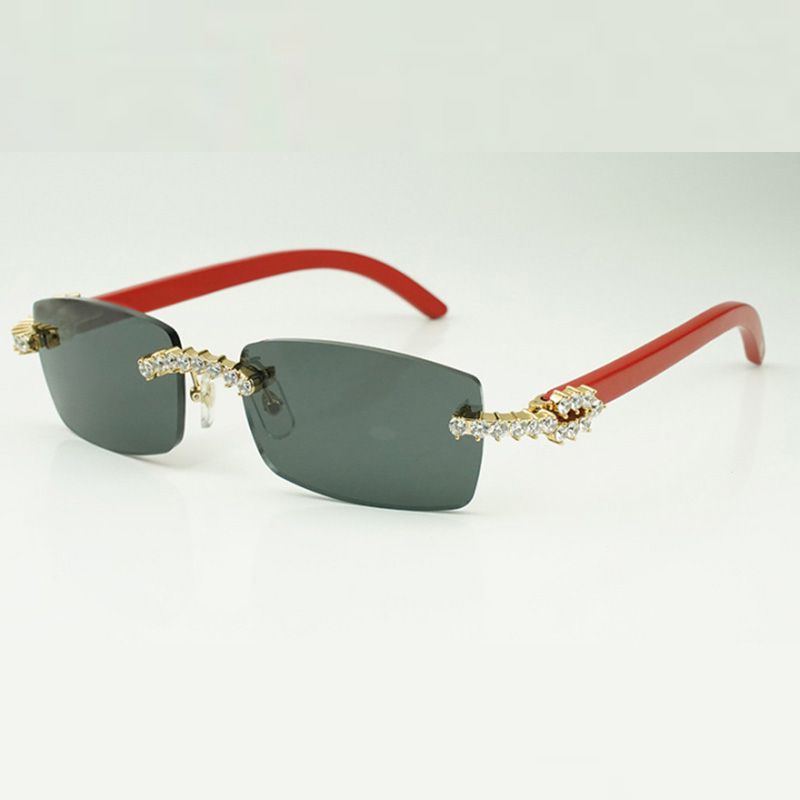 5.0 mm diamond wood sunglasses 3524012 with natureal red wooden legs and 56 mm