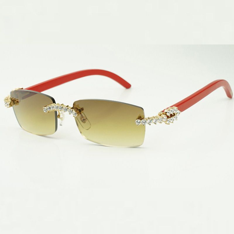 5.0 mm diamond wood sunglasses 3524012 with natureal red wooden legs and 56 mm