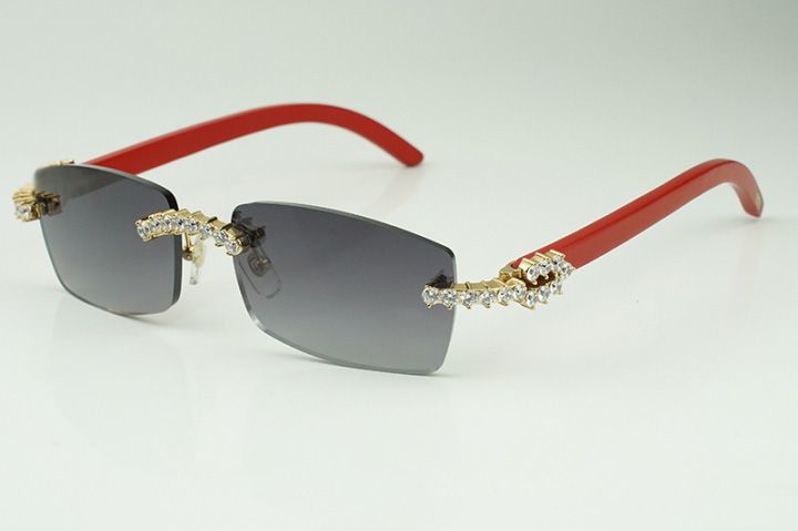 5.0 mm diamond wood sunglasses 3524012 with natureal red wooden legs and 56 mm