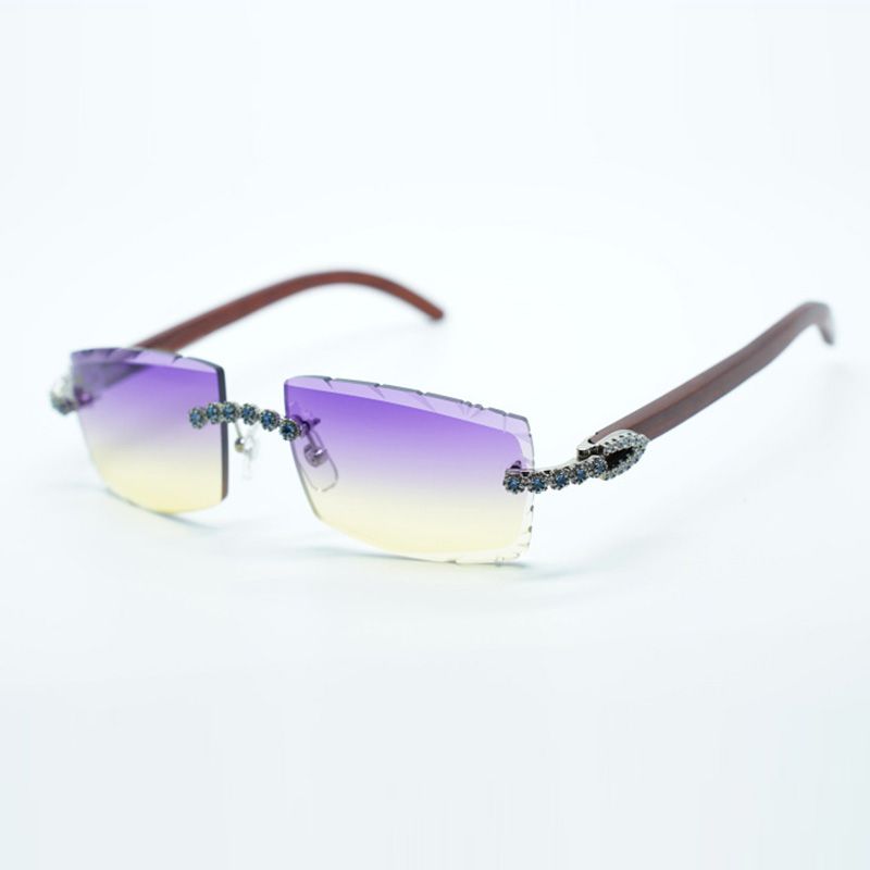 Blue Bouquet diamond eyewear frames 3524031 sunglasses with original wood legs