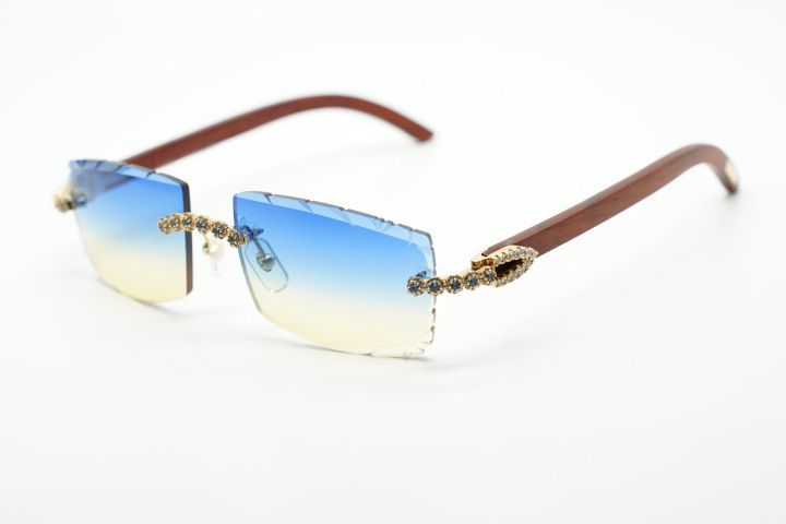 Blue Bouquet diamond eyewear frames 3524031 sunglasses with original wood legs