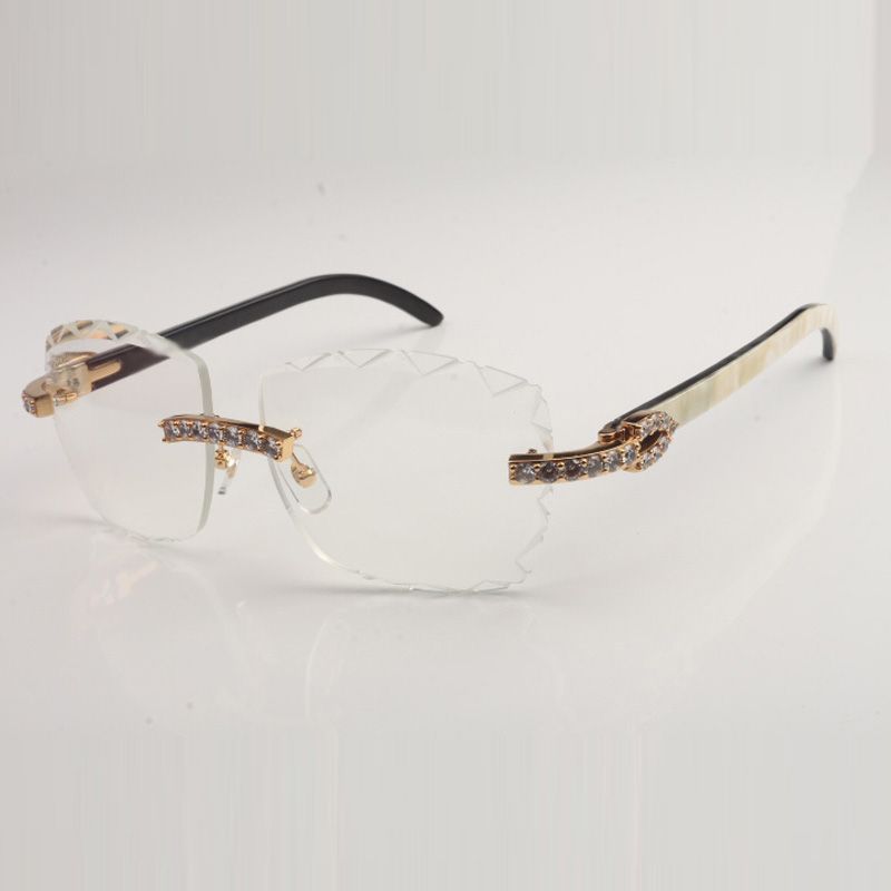 New XXL Diamond Design Cut Clear Lens Spectacle Frame 3524028 All Natural Horns
