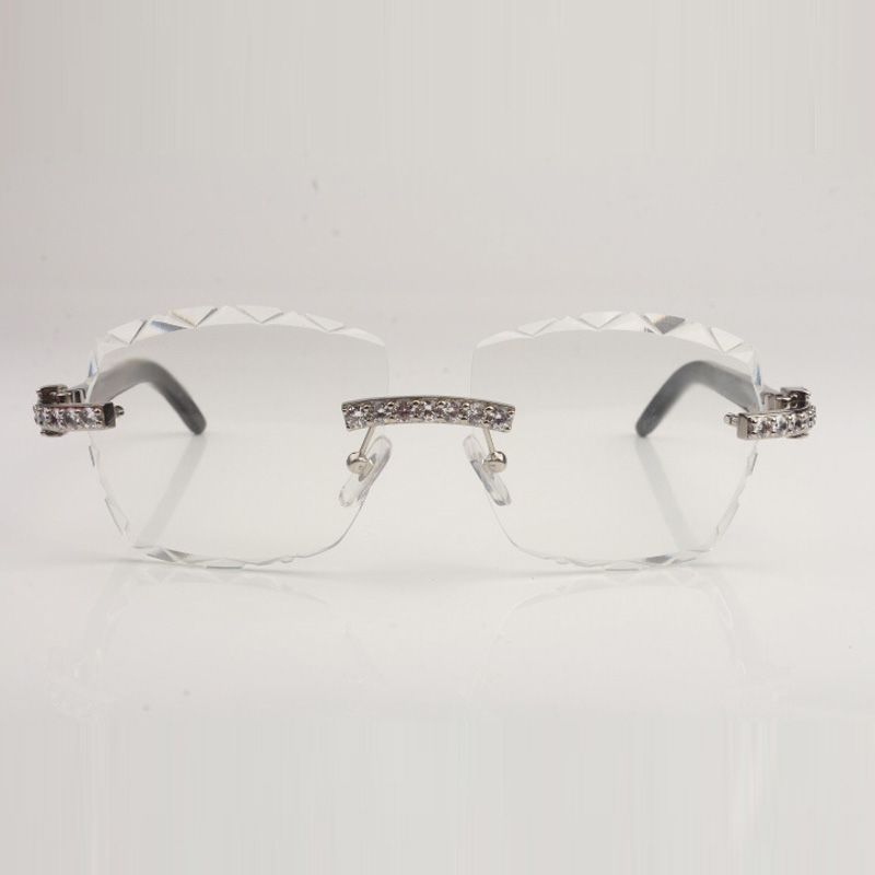 New XXL Diamond Design Cut Clear Lens Spectacle Frame 3524028 All Natural Horns