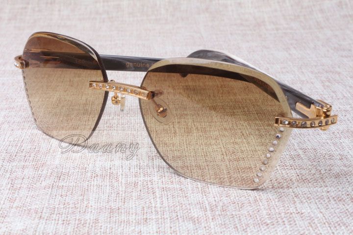 style high quality trendy Diamond mixed Cattle Horn Sunglasses 8100909 Silver