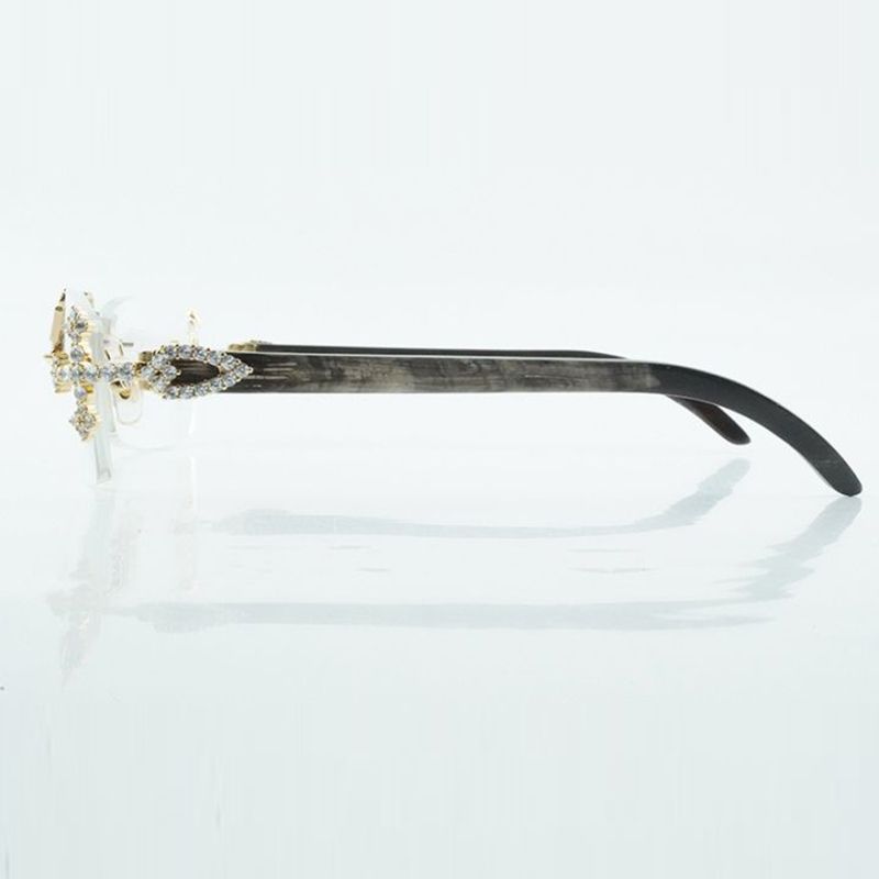 Customized cross diamond nose bridge optical glasses 3524012 natural black